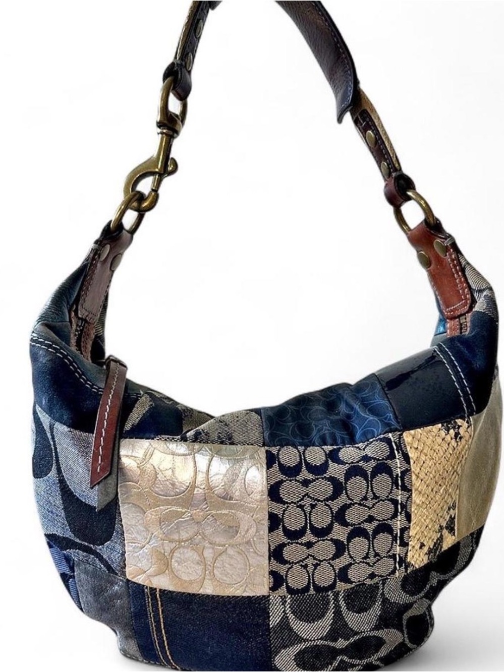 Coach Denim Patchwork Hobo Bag 2006 10019 - Picture 2 of 7